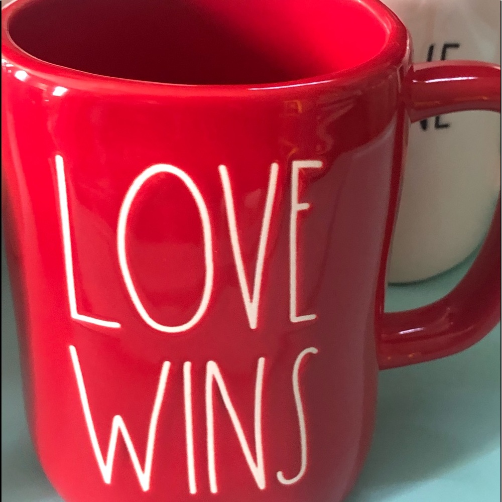 Rae Dunn Valentine Ceramic Mug LOVE WINS